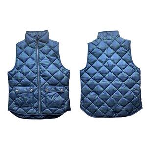 J.Crew Blue Plaid Quilted Down Puffer Vest Size Medium